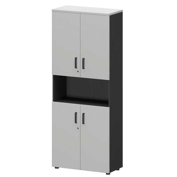 Шкаф СМШ-58Д4 Тип2 Графит/Белый 792x380x1990 Смарт - Вид 1