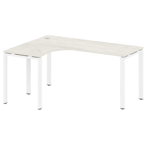 Metal System Стол криволинейный левый на П-образном м/к БП.СА-4 (L) Дуб наварра/Белый металл 1600*1200*750 - Вид 1
