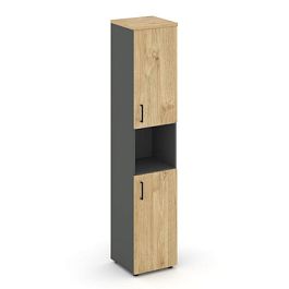 Style Project Шкаф высокий узкий SN.STU-107(R) Антрацит/Тиквуд Светлый/Черный Ручки 400*400*1982 - Фото предпросмотра