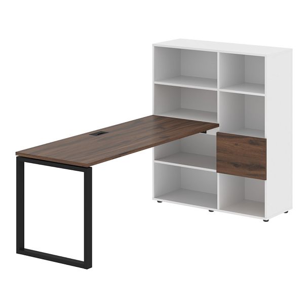 Стол-стеллаж EQRST 1117 Дуб Денвер тёмный/Черный/Белый 2190х1120х1355 EDIS - Вид 1
