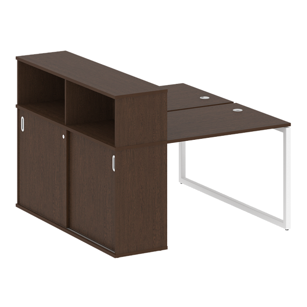 Metal System Quattro Р. ст. с шкафом-купе на О-образном м/к 40БО.РС-СШК-2.1 Т Венге/Белый металл 1410*1475*1098 - Вид 1