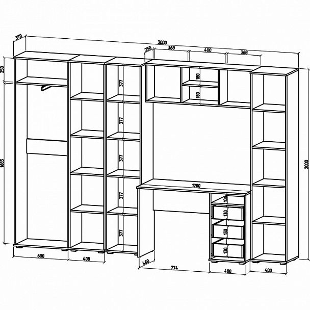 Стенка для детской Тунис-6 - Вид 2