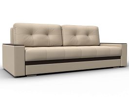 Диван прямой с декором Лига-096 НПБ Экокожа бежевый - Фото предпросмотра