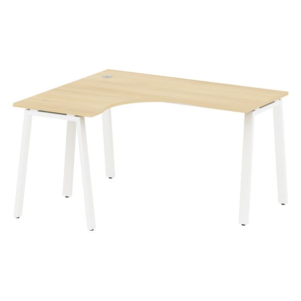 Metal System Стол криволинейный левый на А-образном м/к БА.СА-3 (L) Акация/Белый металл 1400*1200*750 - Вид 1