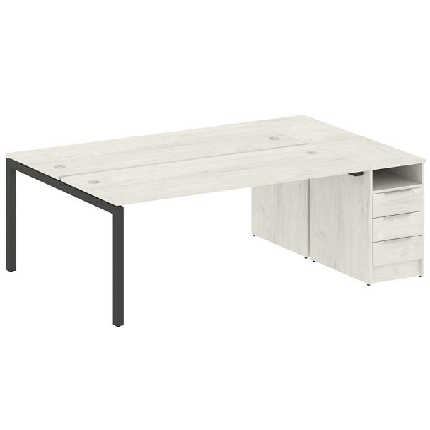 Metal System Quattro Р. ст. с тумбой на П-образном м/к 50БП.РС-СТП-2.5 Дуб наварра/Антрацит металл 2212*1475*750 - Вид 1