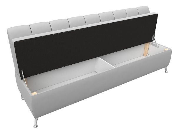 Кухонный прямой диван Кантри (полностью экокожа белая) - Вид 6