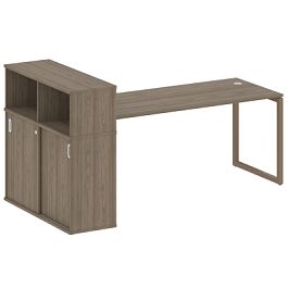 Metal System Quattro Стол письменный с шкафом-купе на О-образном м/к 40БО.РС-СШК-3.5 Т Вяз/Мокко металл 2210*1120*1098 - Фото предпросмотра