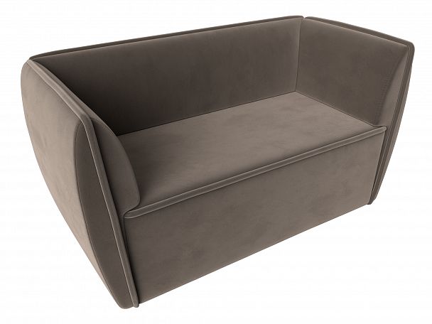 Прямой диван Бергамо 2-х местный (полностью велюр коричневый) - Вид 5