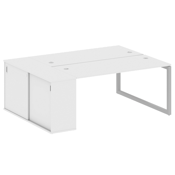 Metal System Quattro Р. ст. с шкафом-купе на О-образном м/к 50БО.РС-СШК-1.4 Т Белый/Серый металл 2010*1475*750 - Вид 1