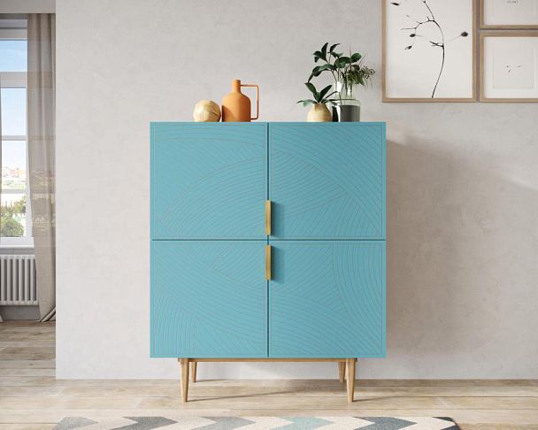 Большой комод с четырьмя дверками Line LN03/GR1/blue - Вид 5