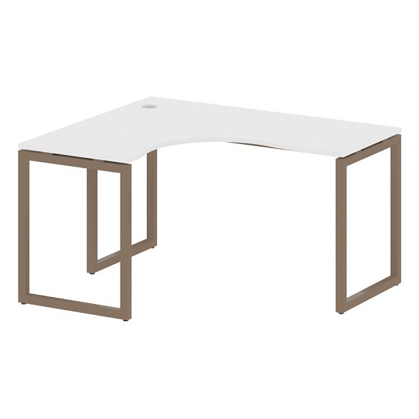 Metal System Quattro Стол криволинейный левый на О-образном м/к 40БО.СА-3 (L) Белый/Мокко металл 1400*1200*750 - Вид 1