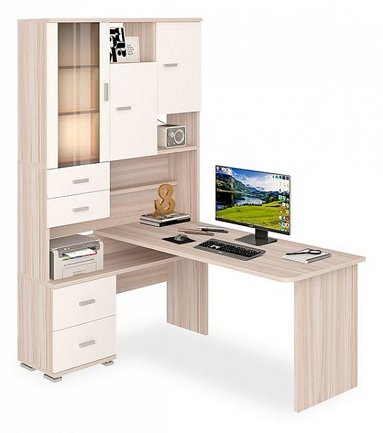 Стол компьютерный Домино СР-620/160 Карамель/Белый левый - Вид 1