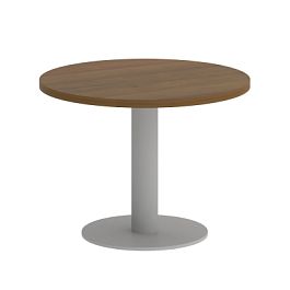 Home Office Стол журнальный круглый VR.SP-5-60.1G Орех/Серый металл 600*600*450 - Фото предпросмотра