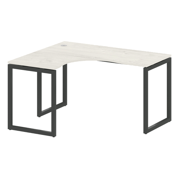 Metal System Quattro Стол криволинейный левый на О-образном м/к 40БО.СА-3 (L) Дуб наварра/Антрацит металл 1400*1200*750 - Вид 1