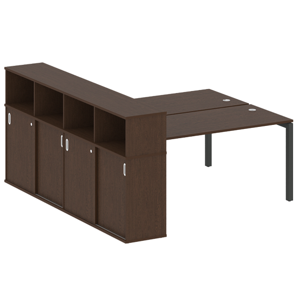 Metal System Quattro Р. ст. с шкафом-купе на П-образном м/к 50БП.РС-СШК-4.4 Т Венге/Антрацит металл 2010*2332*1098 - Вид 1