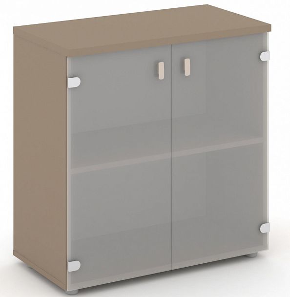 Шкаф низкий широкий (2 низких фасада стекло сатин матовый) "ESTETICA" ES.ST-3.2 Латте/Сатин матовый - Вид 1
