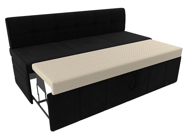 Кухонный прямой диван Лео (полностью микровельвет черный) - Вид 7