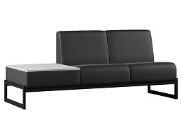 Диван Everprof Solo двухместный со столиком справа Металл Черный Экокожа Черный ЛДСП Серый - Фото предпросмотра
