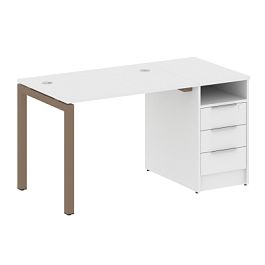 Metal System Quattro Р. ст. с тумбой на П-образном м/к 50БП.РС-СТП-1.1 Белый/Мокко металл 1412*720*750 - Фото предпросмотра