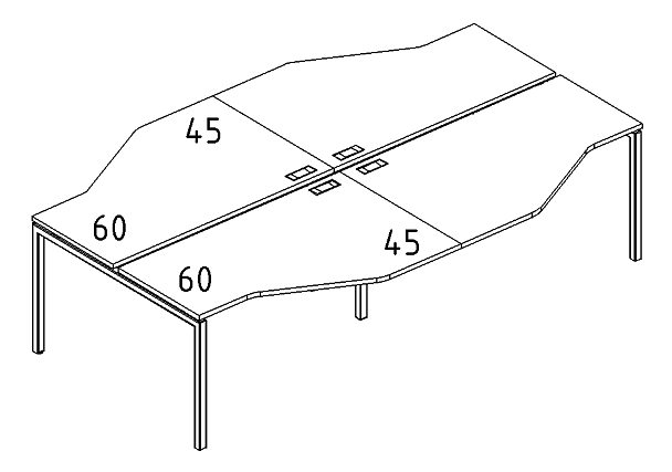 Рабочая станция опоры DUE столы (4х140) Техно A4 А4 Б2 187-2 БП венге / металлокаркас серый - Вид 3