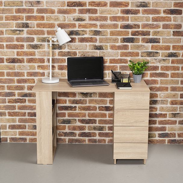 Стол письменный/компьютерный BRABIX "Scandi CD-016", 1100х500х750 мм, 4 ящика, дуб сонома, 641892, ЦБ013707-2 - Вид 11