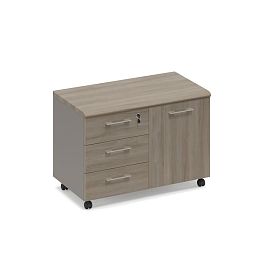 Тумба для оргтехники (топ МДФ) Time metal МР 261 МП/ВЛ/ВЛ мокко премиум (корпус) / вяз либерти (столешница, топ, фасад) - Фото предпросмотра