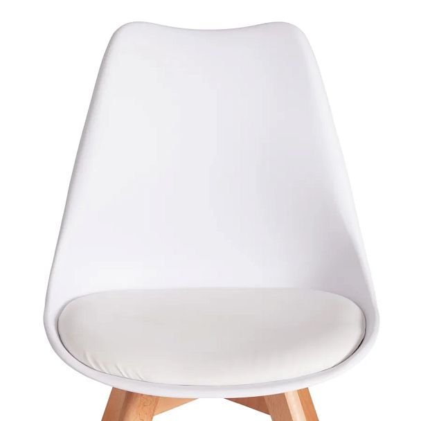 Стул Тулип/Tulip (мод.73-1), дерево/пластик/экокожа, Белый (White) - Вид 6