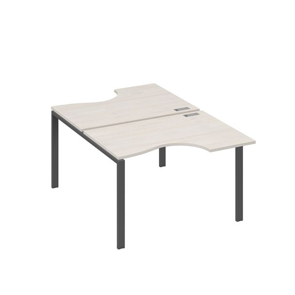 Рабочая станция столы (2х120) эргономичные "Классика" опоры UNO A4 А4 Б1 183 БП дуб / металлокаркас антрацит - Вид 1