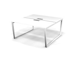 MATRIX 121S205-V Стол прямой двойной, проводник Merida (V-обр. опоры) 1580х1590х775 Белый - Фото предпросмотра