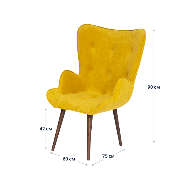 Кресло Friend, велюр желтый - Вид 8