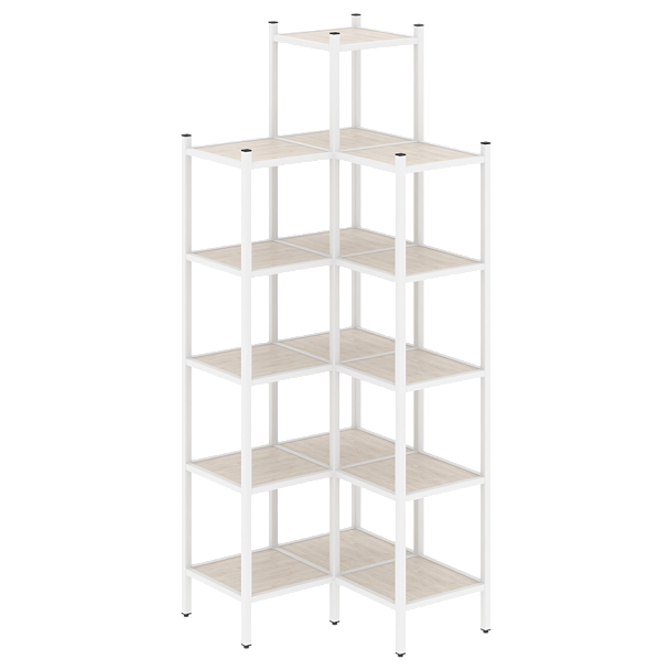 Loft Угловой внутренний стеллаж наборный VR.L-46 Денвер светлый/Белый металл 862*862*2280 - Вид 1