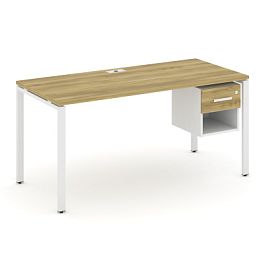 Concept Стол рабочий с подвесной тумбой 1 открытой нишей и одним ящ. CN.SP-120 W Дуб Винченцо/Белый Бриллиант/Металл Белый 1580*720*750 - Фото предпросмотра