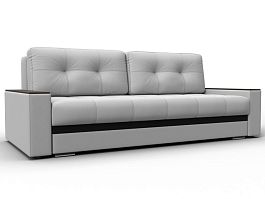 Диван прямой с декором Лига-096 НПБ Экокожа черный - Фото предпросмотра