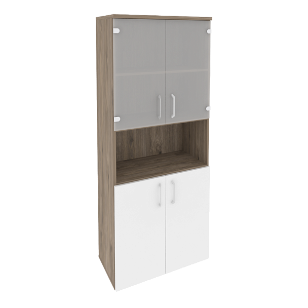 Onix Шкаф высокий широкий O.ST-1.4 Тиквуд темный/Белый бриллиант 800*420*1977 - Вид 1