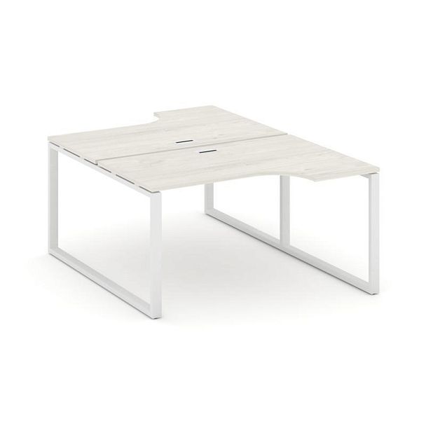 Стайл Проджект Рабочая станция эргоном. SN-6O.DRPA-001 Дуб Наварра/Металл Белый 1380*1232/1992*750 - Вид 1