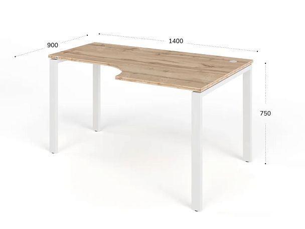 TANDEM RTD075-MK-140R-V Стол угловой на металлокаркасе правый 1400х900х750 Вотан/Белый - Вид 2