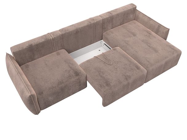 Диван угловой Лига-051 НПБ Лонг угол универсальный Велюр бежевый - Вид 7
