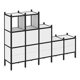 Loft Прямой стеллаж наборный VR.L-19 Белый бриллиант/Чёрный металл 2110*446*1458 - Фото предпросмотра