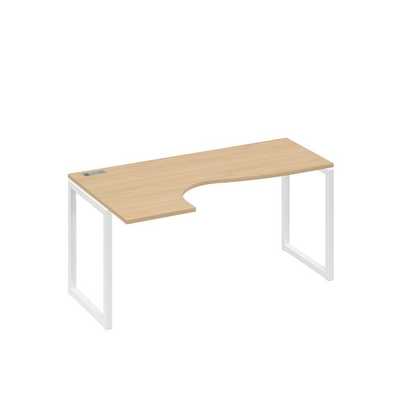 Стол эргономичный левый "Классика" на металлокаркасе QUATTRO A4 А4 Б4 035 БП натуральный дуб / металлокаркас белый - Вид 1
