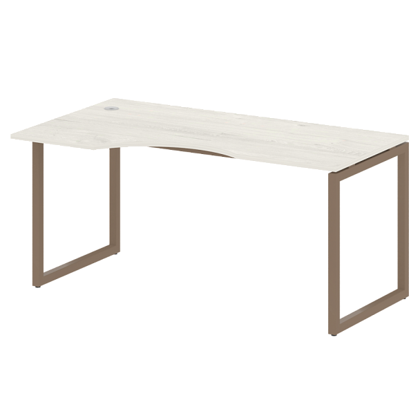 Metal System Quattro Стол криволинейный левый на О-образном м/к 40БО.СА-1 (L) Дуб наварра/Мокко металл 1600*900*750 - Вид 1