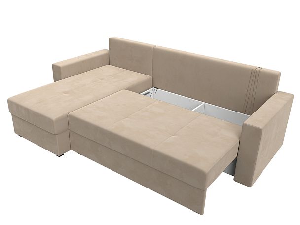 Диван угловой Верона Лайт угол левый (полностью велюр бежевый) - Вид 7