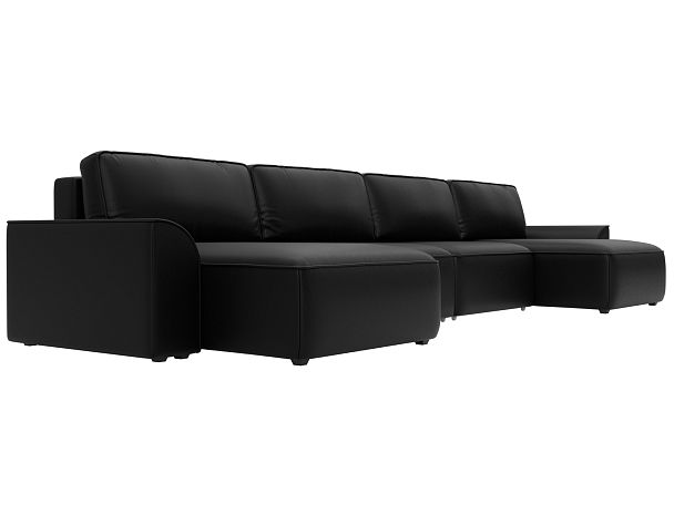Диван п-образный Лига-048 НПБ лонг Экокожа черный - Вид 3