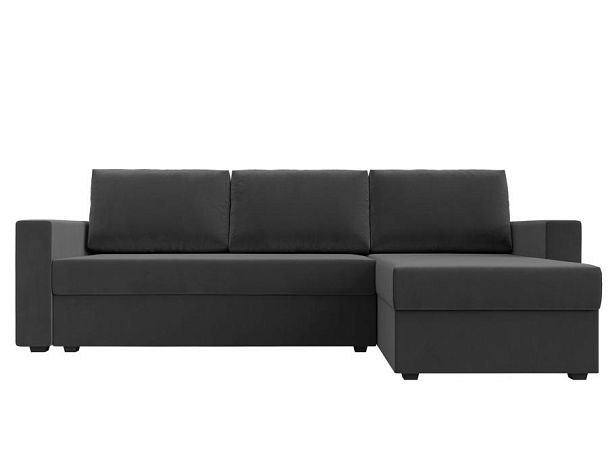 Угловой диван Траумберг Лайт правый (полностью велюр серый) - Вид 2