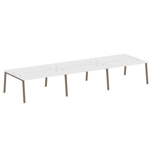 Metal System Р. ст. на 6 раб. места на А-образном м/к БА.СМ-6.4 Белый/Мокко металл 4800*1475*750 - Вид 1