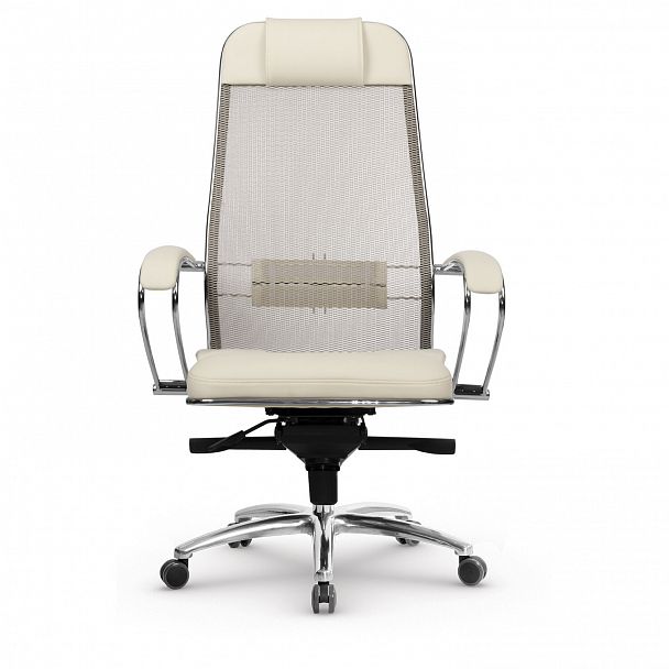 Кресло офисное МЕТТА "SAMURAI" SL-1.04, сверхпрочная ткань-сетка/рециклированная кожа, бежевое - Вид 5