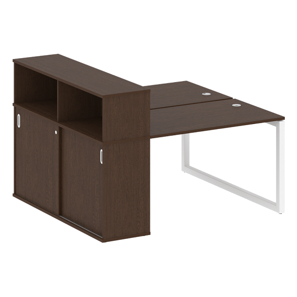 Metal System Quattro Р. ст. с шкафом-купе на О-образном м/к 50БО.РС-СШК-2.2 Т Венге/Белый металл 1610*1475*1098 - Вид 1
