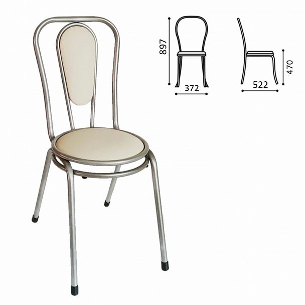 Стул для столовых, кафе, дома РС06, серебристый каркас, кожзам бежевый - Вид 2