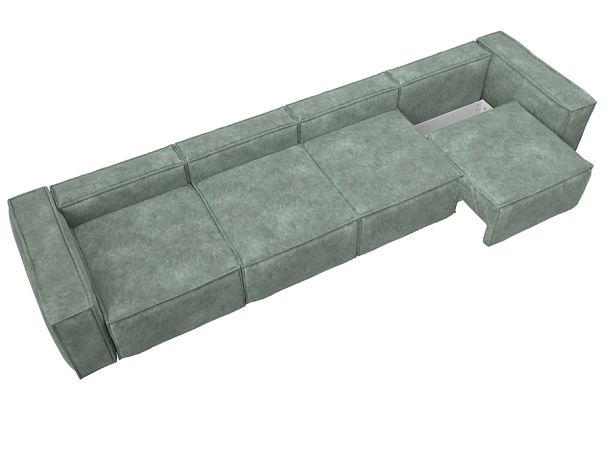 Диван прямой Лига-081 НПБ МегаЛонг Велюр зеленый - Вид 7
