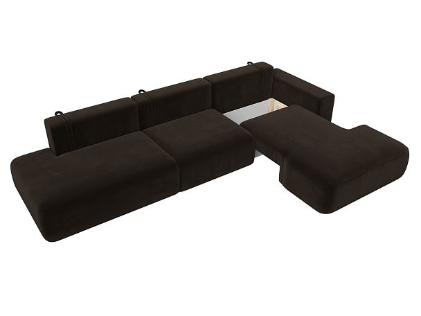 Диван угловой Лига-036 Модерн Лонг правый угол Микровельвет коричневый - Вид 7