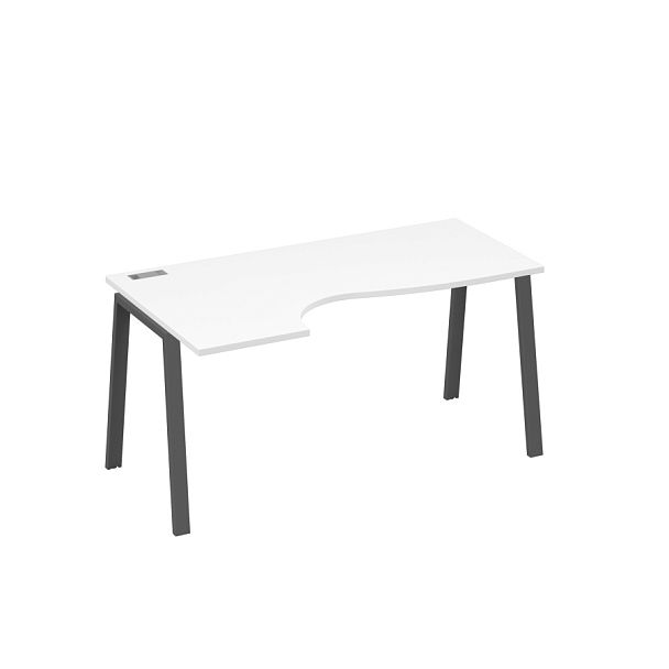 Стол эргономичный левый "Классика" на металлокаркасе TRE A4 А4 Б3 045 БП белый премиум / металлокаркас антрацит - Вид 1